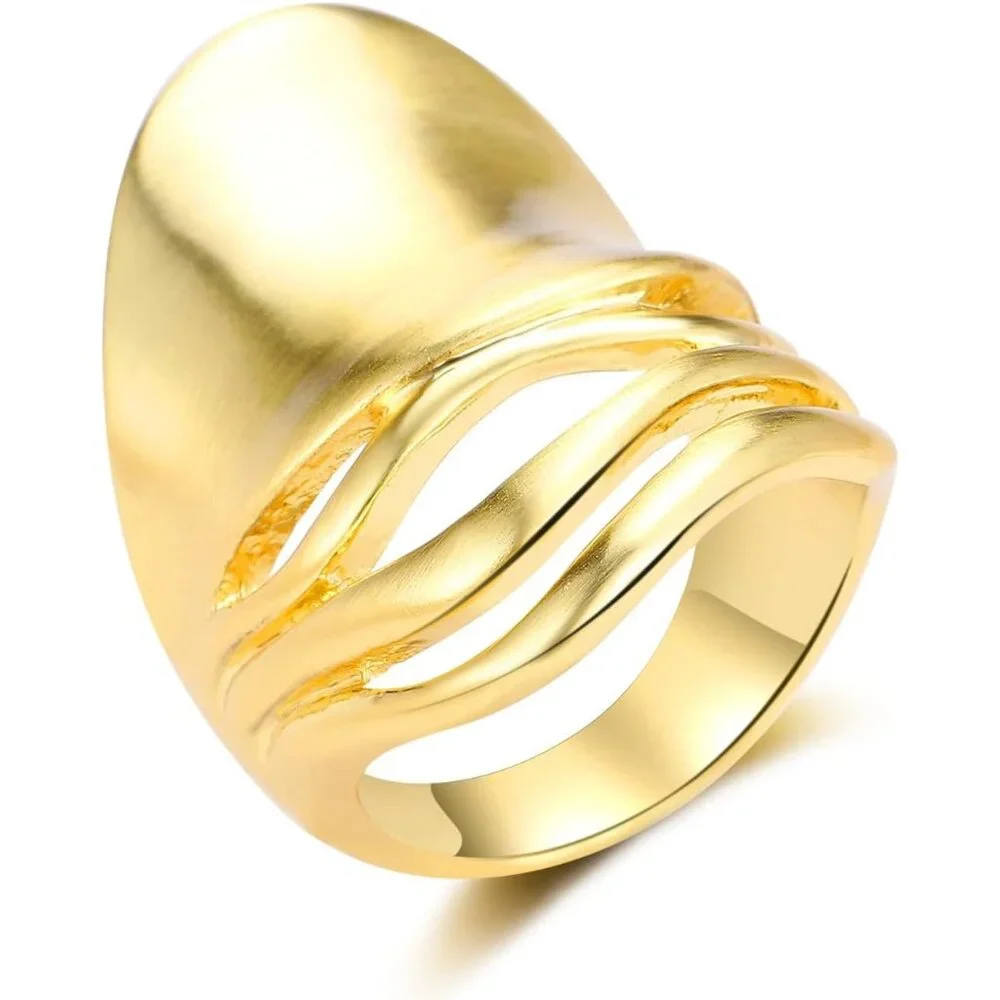 Chunky Rings for Women Gold and Silver Statement Rings Mask Dome Gold Plated Fas